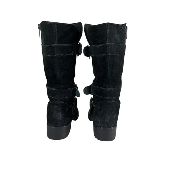 Born Black Suede Leather Buckle Heeled Boots - Women’s Size 6.5 - Picture 8 of 16